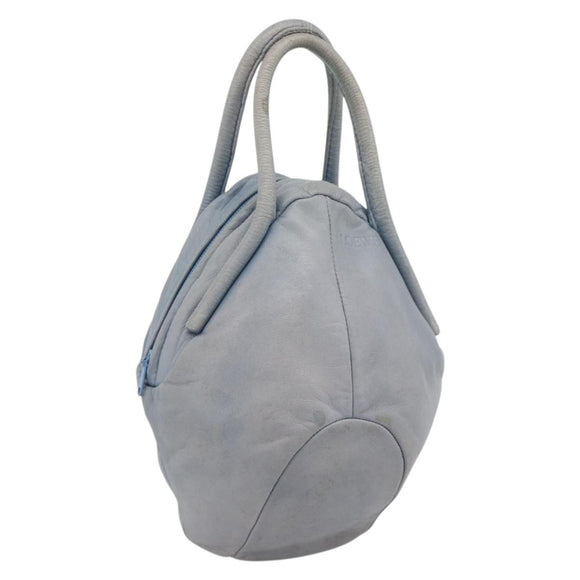 LOEWE Hand Bag Leather Light Blue Auth 194900