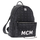MCM Vicetos Logogram Backpack Leather Black Silver Auth 194907-1