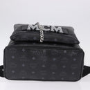 MCM Vicetos Logogram Backpack Leather Black Silver Auth 194907-5