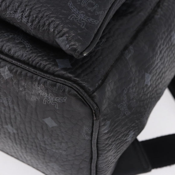 MCM Vicetos Logogram Backpack Leather Black Silver Auth 194907