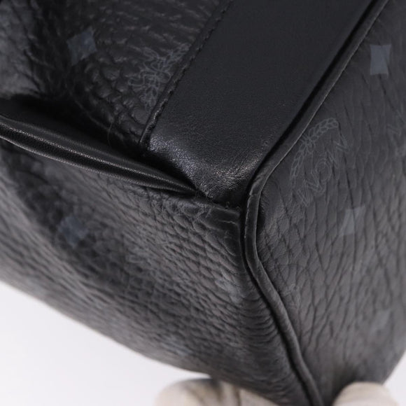 MCM Vicetos Logogram Backpack Leather Black Silver Auth 194907