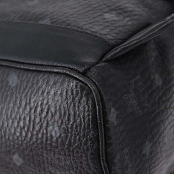 MCM Vicetos Logogram Backpack Leather Black Silver Auth 194907