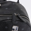 MCM Vicetos Logogram Backpack Leather Black Silver Auth 194907-10