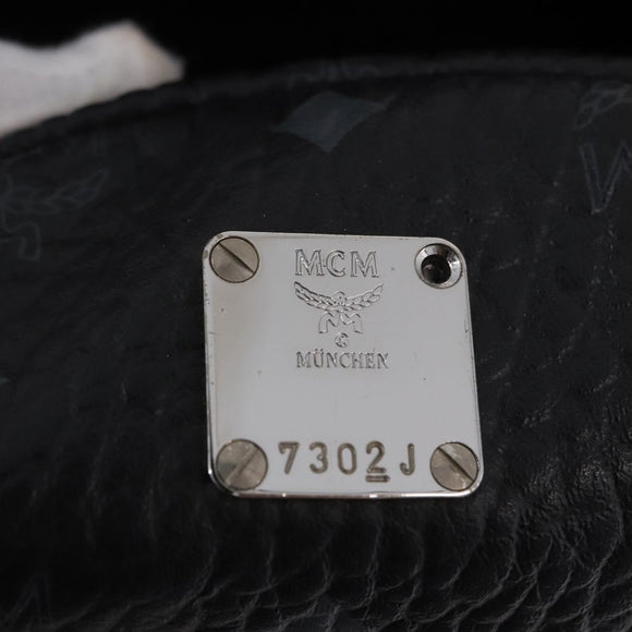 MCM Vicetos Logogram Backpack Leather Black Silver Auth 194907