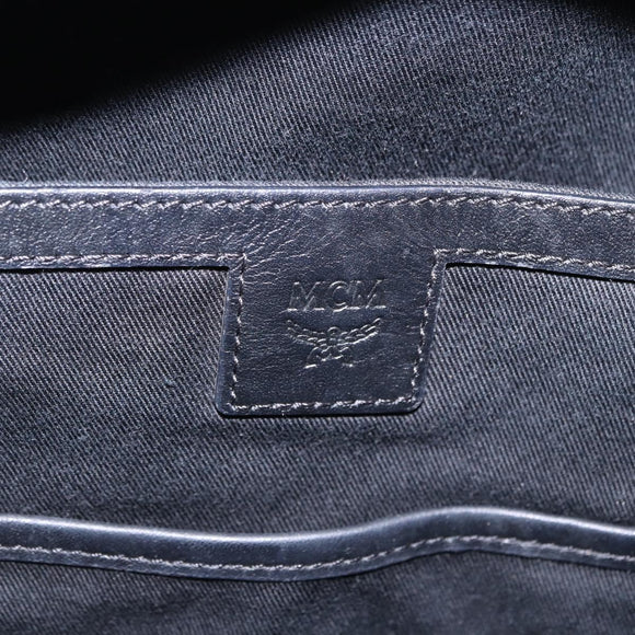 MCM Vicetos Logogram Backpack Leather Black Silver Auth 194907