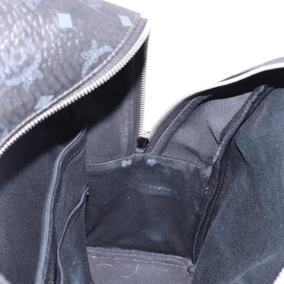 MCM Vicetos Logogram Backpack Leather Black Silver Auth 194907