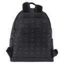 MCM Vicetos Logogram Backpack Leather Black Silver Auth 194907-2