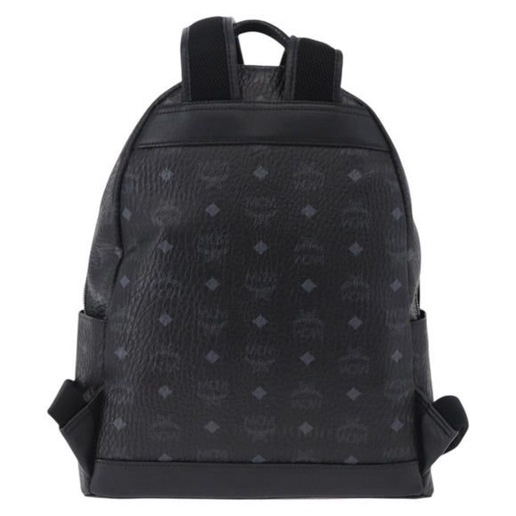 MCM Vicetos Logogram Backpack Leather Black Silver Auth 194907