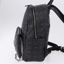 MCM Vicetos Logogram Backpack Leather Black Silver Auth 194907-3