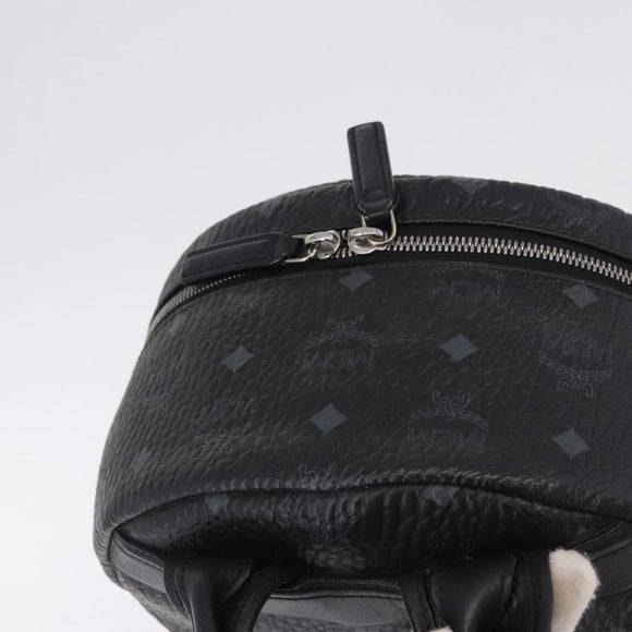 MCM Vicetos Logogram Backpack Leather Black Silver Auth 194907