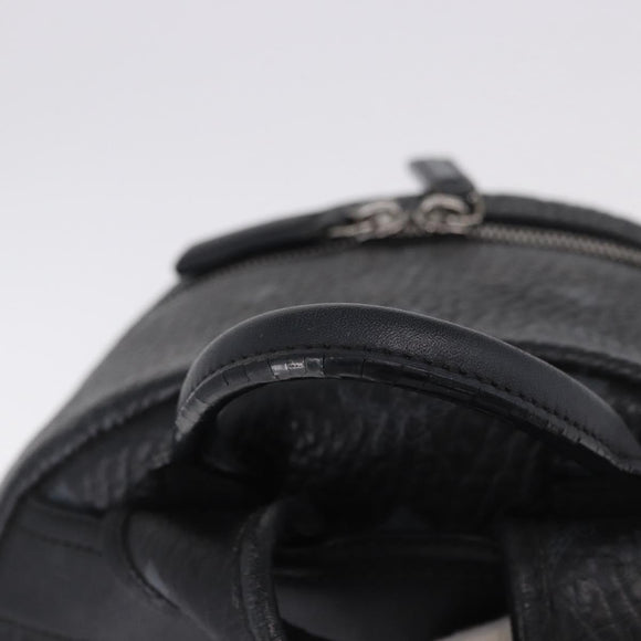 MCM Vicetos Logogram Backpack Leather Black Silver Auth 194907
