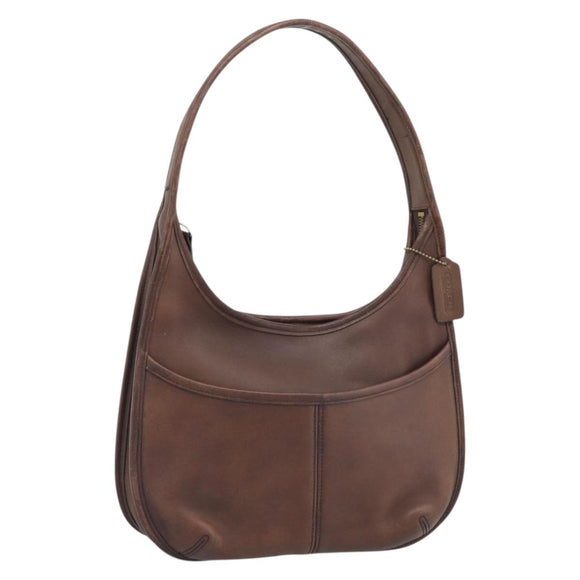 Coach Shoulder Bag Leather Brown Gold Auth 194914A