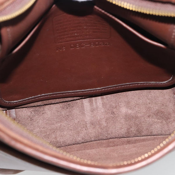 Coach Shoulder Bag Leather Brown Gold Auth 194914A