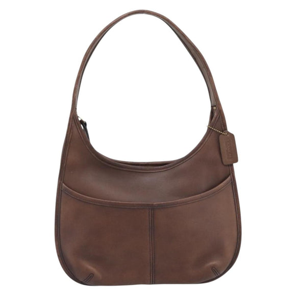Coach Shoulder Bag Leather Brown Gold Auth 194914A