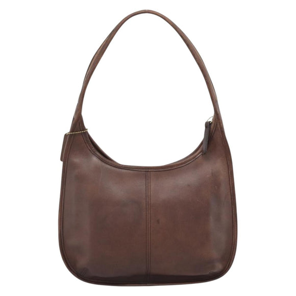 Coach Shoulder Bag Leather Brown Gold Auth 194914A