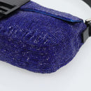 FENDI Mamma Baguette Shoulder Bag Beads Blue Silver Auth 194919SAM-10