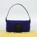 FENDI Mamma Baguette Shoulder Bag Beads Blue Silver Auth 194919SAM-23