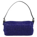 FENDI Mamma Baguette Shoulder Bag Beads Blue Silver Auth 194919SAM-3