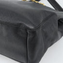 CHANEL Chain Shoulder Tote Bag Caviar Skin Black Gold CC Auth 194920SAM-12