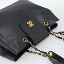 CHANEL Chain Shoulder Tote Bag Caviar Skin Black Gold CC Auth 194920SAM-6