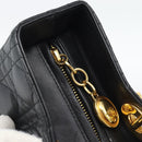 Christian Dior Lady Dior Canage Bag Lamb Skin 2way Black Gold Auth 194922SAM-17