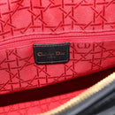 Christian Dior Lady Dior Canage Bag Lamb Skin 2way Black Gold Auth 194922SAM-18