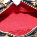 Christian Dior Lady Dior Canage Bag Lamb Skin 2way Black Gold Auth 194922SAM-19