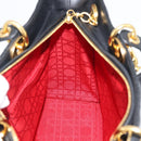 Christian Dior Lady Dior Canage Bag Lamb Skin 2way Black Gold Auth 194922SAM-20