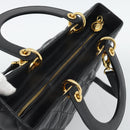 Christian Dior Lady Dior Canage Bag Lamb Skin 2way Black Gold Auth 194922SAM-6