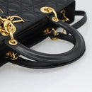 Christian Dior Lady Dior Canage Bag Lamb Skin 2way Black Gold Auth 194922SAM-7