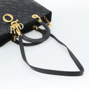 Christian Dior Lady Dior Canage Bag Lamb Skin 2way Black Gold Auth 194922SAM-9