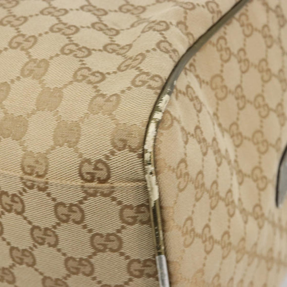 GUCCI GG Canvas Sherry Line Boston Bag Beige Gold 153240 Auth 194924A