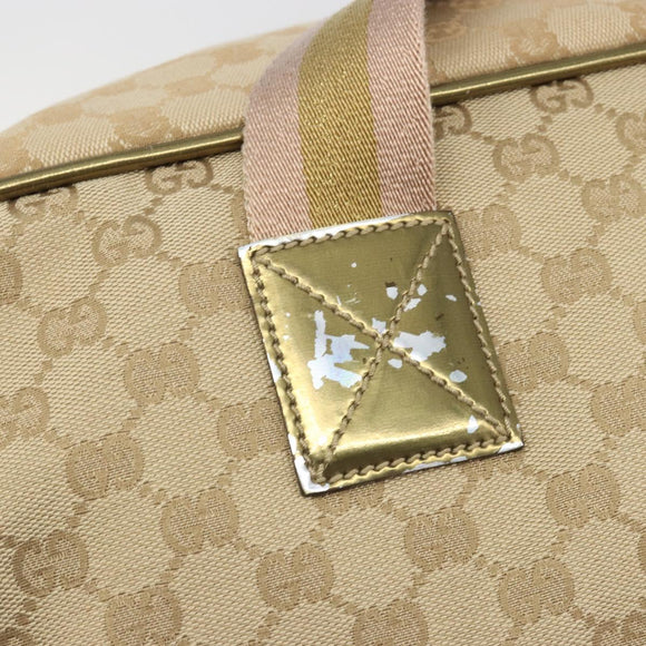 GUCCI GG Canvas Sherry Line Boston Bag Beige Gold 153240 Auth 194924A