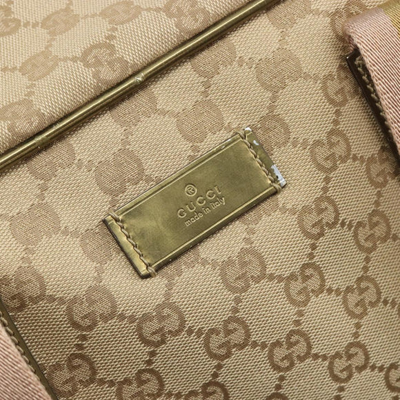 GUCCI GG Canvas Sherry Line Boston Bag Beige Gold 153240 Auth 194924A
