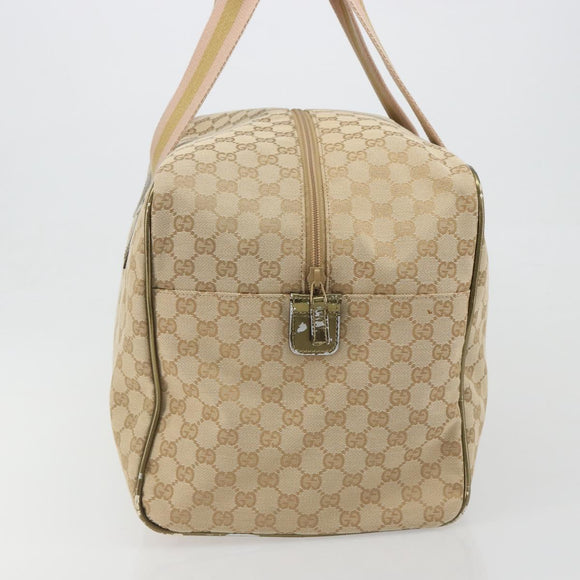 GUCCI GG Canvas Sherry Line Boston Bag Beige Gold 153240 Auth 194924A