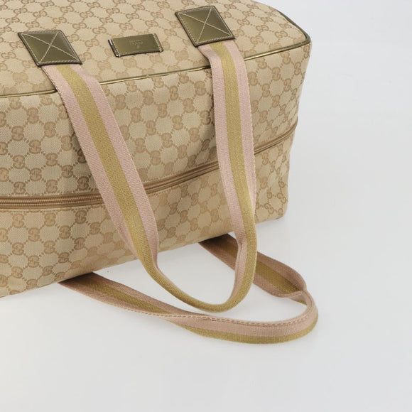 GUCCI GG Canvas Sherry Line Boston Bag Beige Gold 153240 Auth 194924A