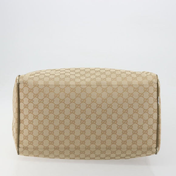 GUCCI GG Canvas Sherry Line Boston Bag Beige Gold 153240 Auth 194924A