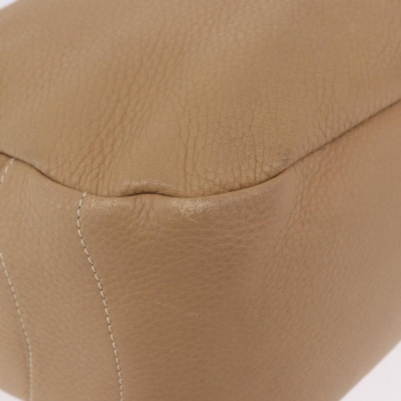 PRADA Shoulder Bag Vittero Dino Leather Beige Gold Auth 194925V
