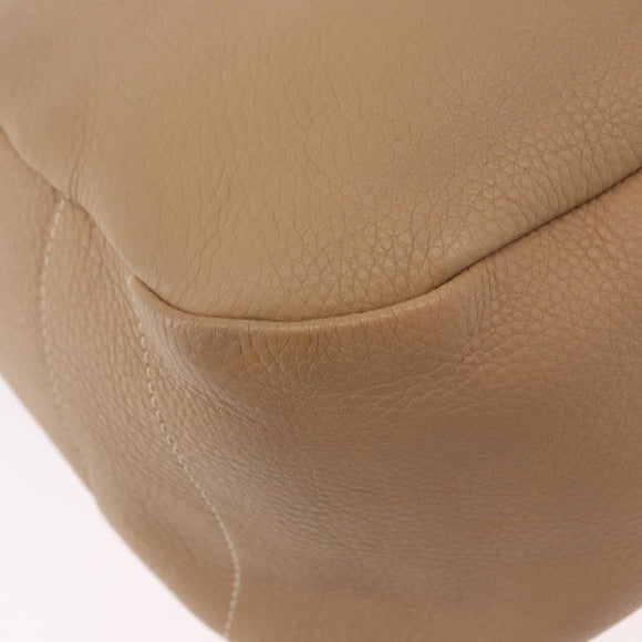 PRADA Shoulder Bag Vittero Dino Leather Beige Gold Auth 194925V