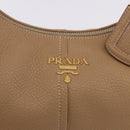 PRADA Shoulder Bag Vittero Dino Leather Beige Gold Auth 194925V-18