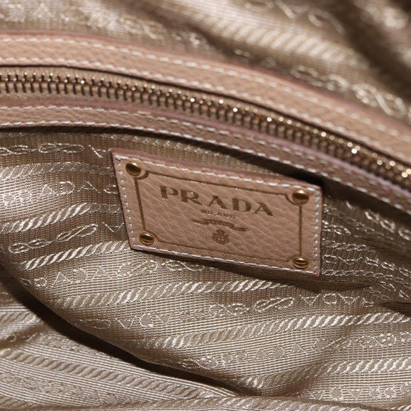 PRADA Shoulder Bag Vittero Dino Leather Beige Gold Auth 194925V