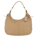 PRADA Shoulder Bag Vittero Dino Leather Beige Gold Auth 194925V-13