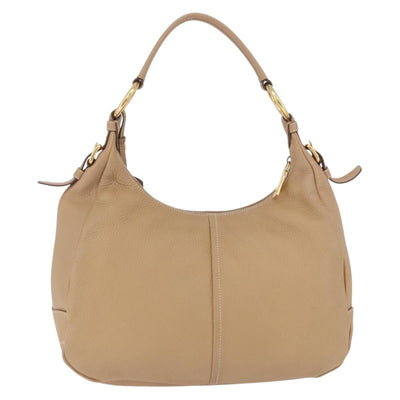 PRADA Shoulder Bag Vittero Dino Leather Beige Gold Auth 194925V - 0