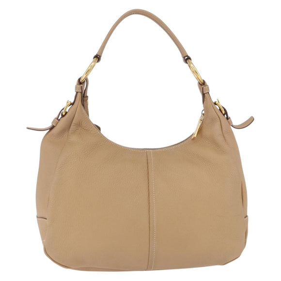 PRADA Shoulder Bag Vittero Dino Leather Beige Gold Auth 194925V