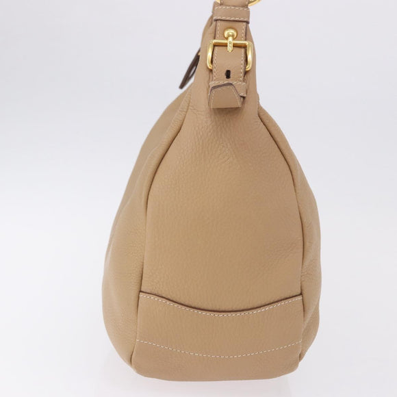 PRADA Shoulder Bag Vittero Dino Leather Beige Gold Auth 194925V