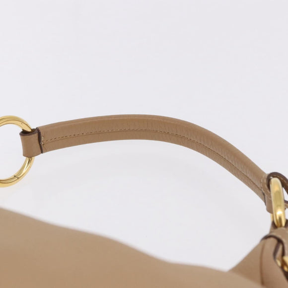 PRADA Shoulder Bag Vittero Dino Leather Beige Gold Auth 194925V