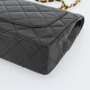 CHANEL Matelasse Chain Bag Lamb Skin Paris Limited Black Gold CC Auth 194926SAM-16