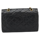 CHANEL Matelasse Chain Bag Lamb Skin Paris Limited Black Gold CC Auth 194926SAM-2
