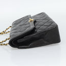 CHANEL Matelasse Chain Bag Lamb Skin Paris Limited Black Gold CC Auth 194926SAM-3