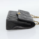 CHANEL Matelasse Chain Bag Lamb Skin Paris Limited Black Gold CC Auth 194926SAM-4